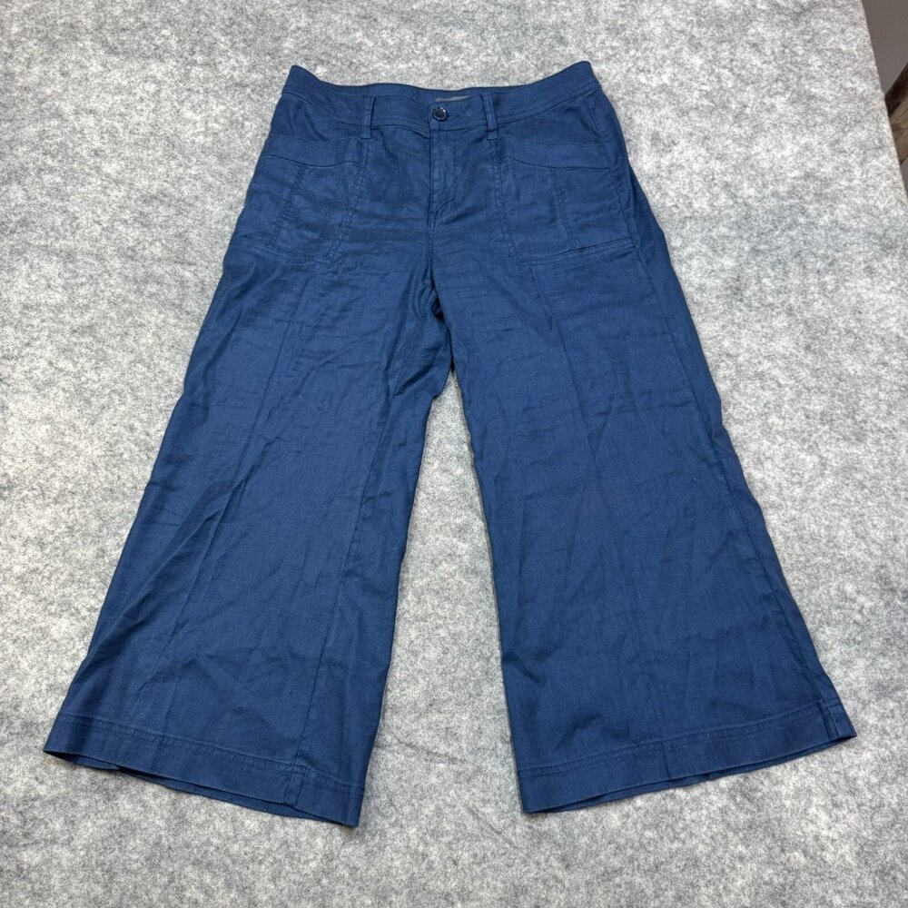Level 99 Wide Leg Crop Pants in Navy Blue